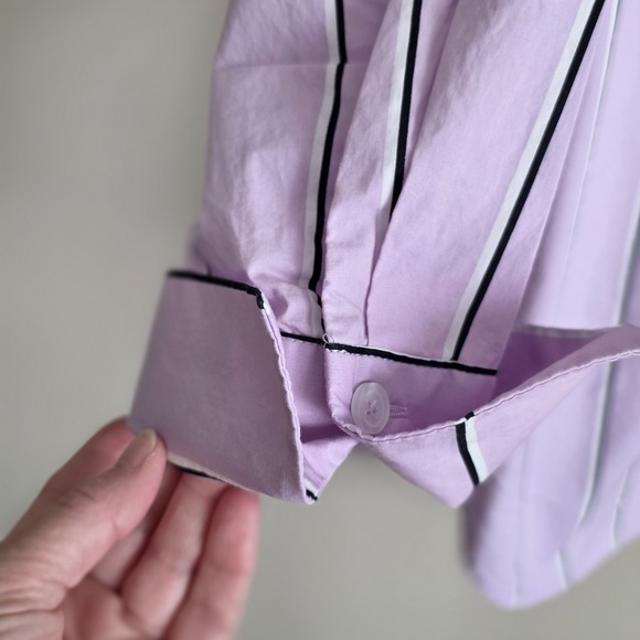 Talbots Plus Lavender Purple Striped Cotton Button Down Shirt 2X Long Sleeve - Picture 2 of 7